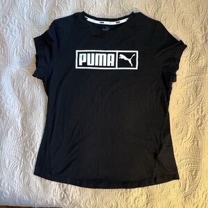 Puma Kids Black Tee with White Logo